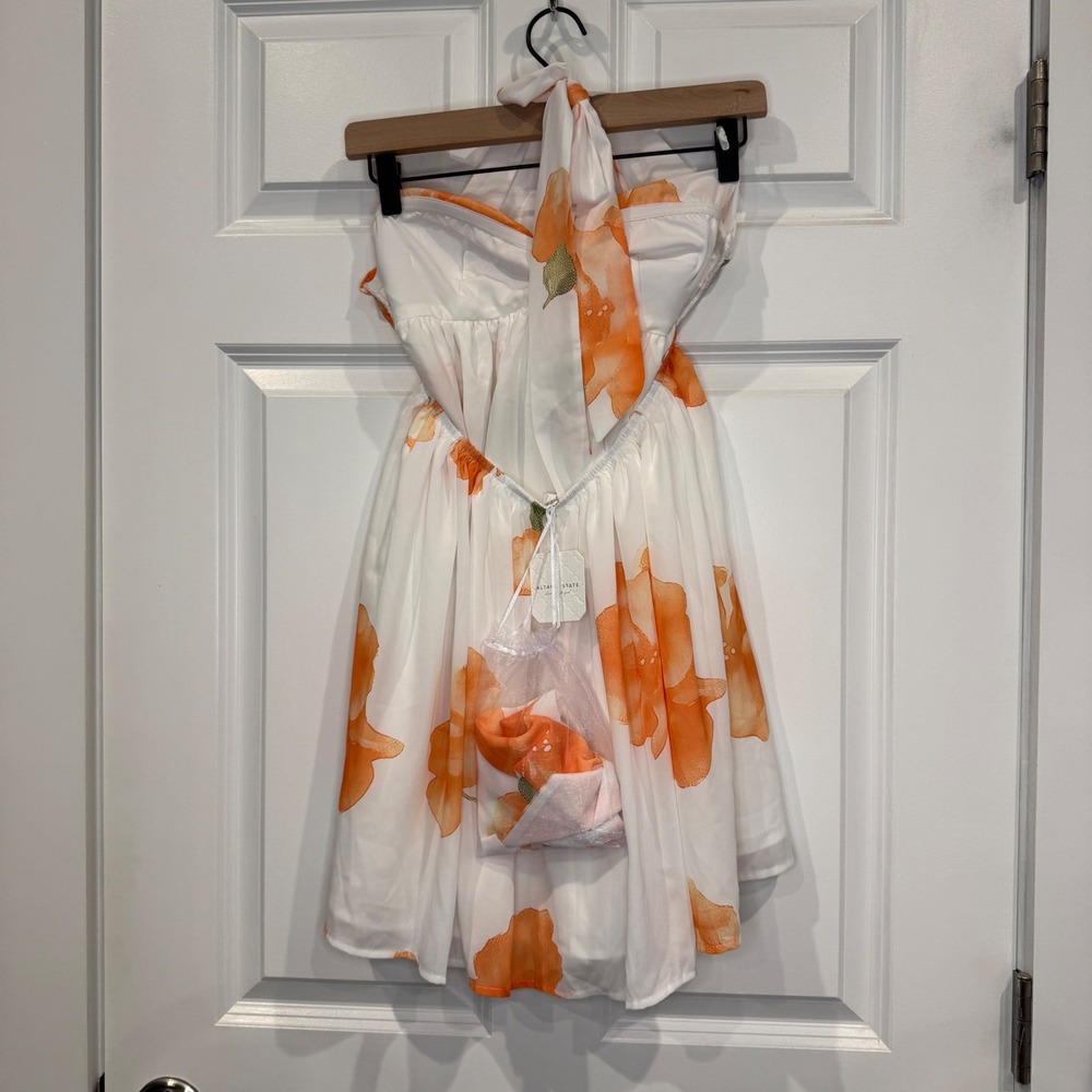 Altar'd State Floral Strapless Mini Dress with Scarf Detail Size Medium - Picture 9 of 11